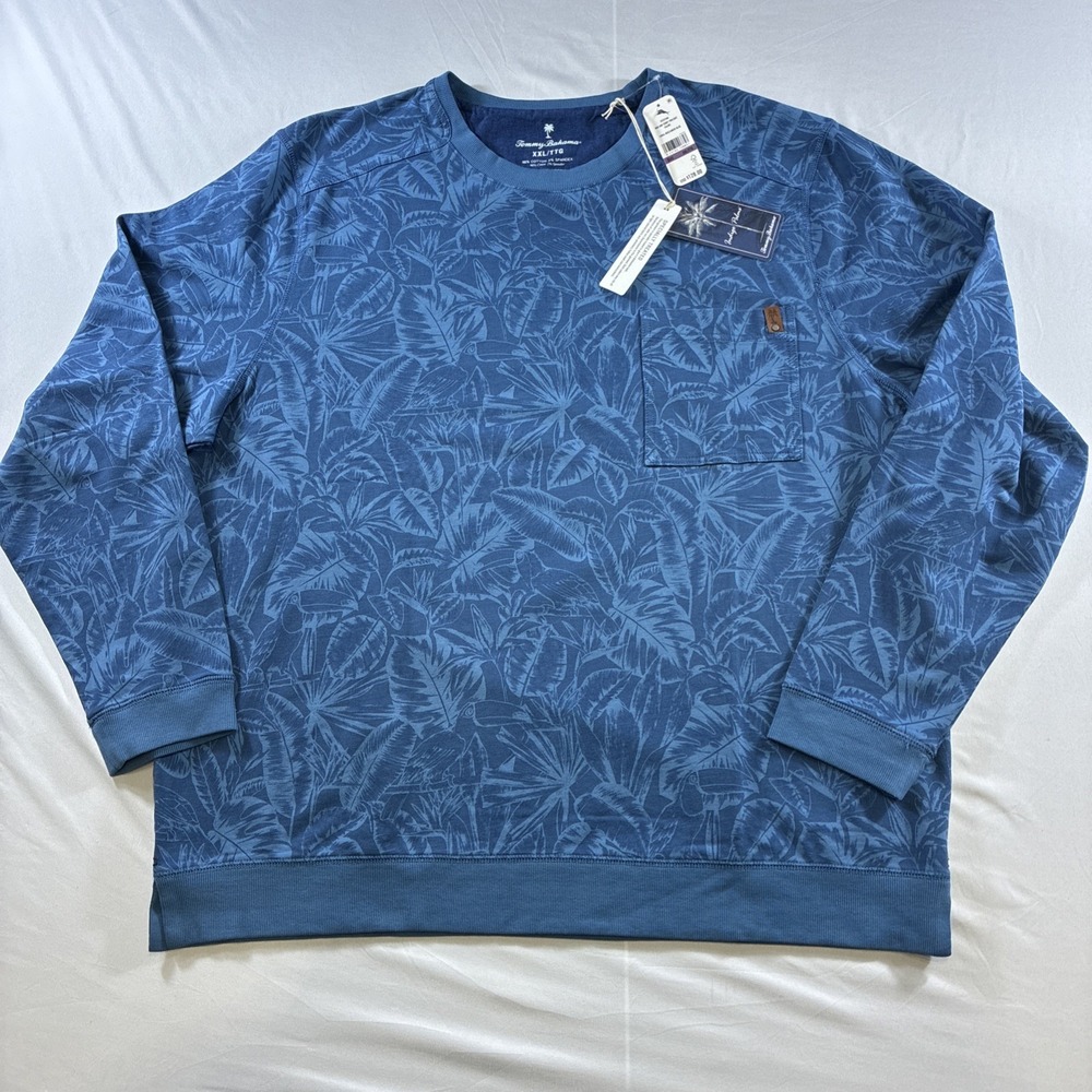 Tommy Bahama Mens XXL Indigo Palms French Terry Sweatshirt Blue Tropical ST22740